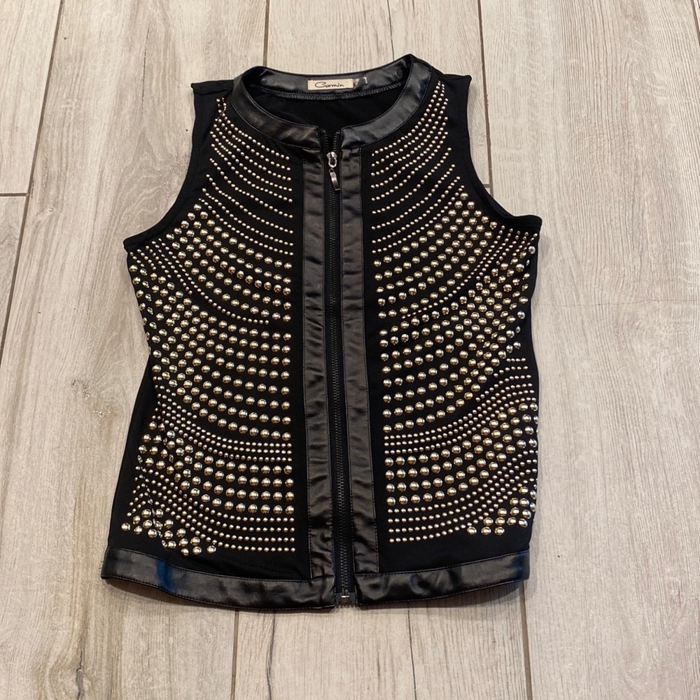 NWOT Studded Black faux leather vest